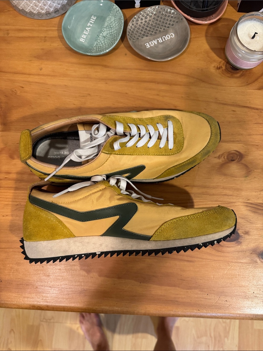 rag & bone Yellow and Olive Green Women's Retro Runner Sneakers